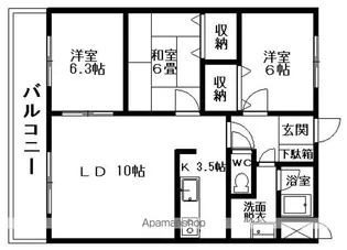 まるせん第二ハイム【6階】の間取り
